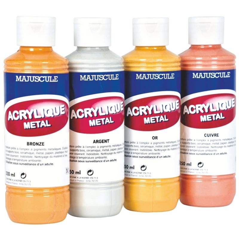 Lot De Flacons Ml De Peinture Acrylique M Tal Majuscule Milbulles