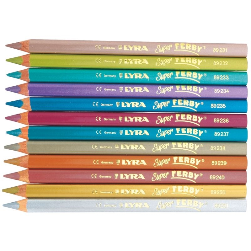 Boite 12 crayons de couleur triangulaires Super Ferby métallic