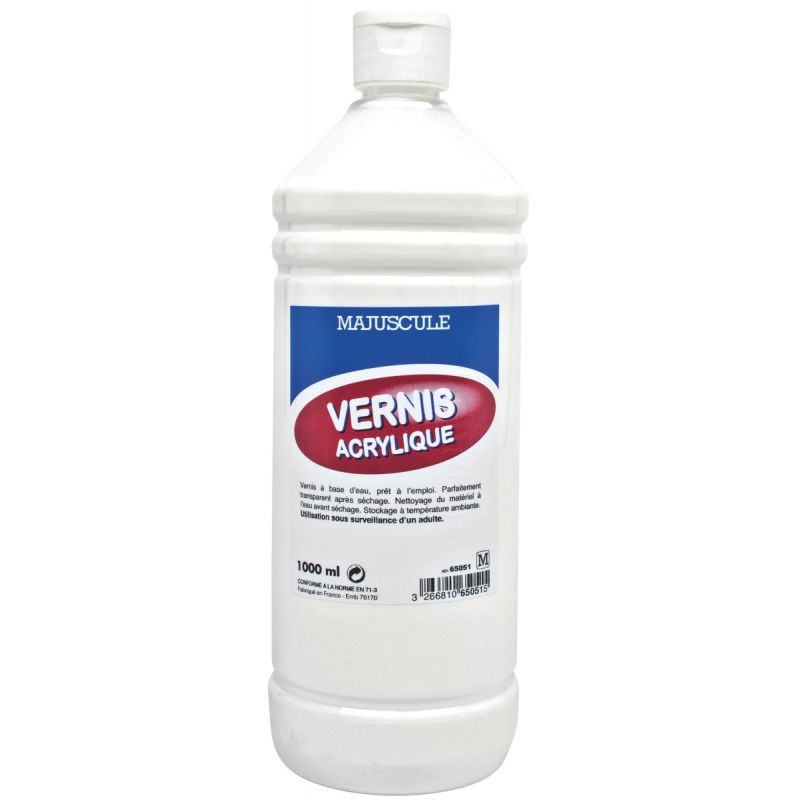 Flacon 1 litre de vernis acrylique brillant MAJUSCULE