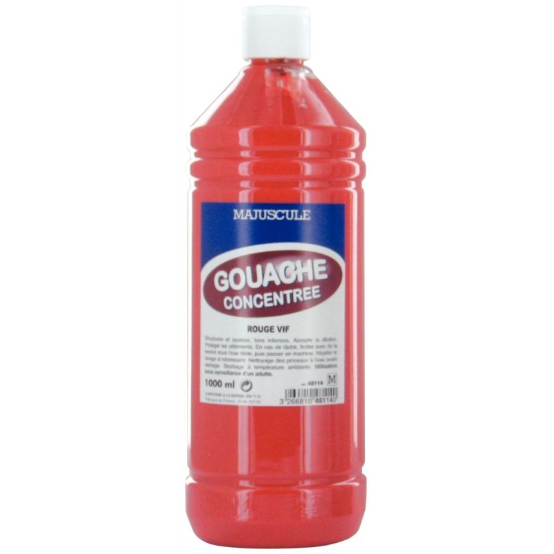 Flacon 1L de gouache concentrée MAJUSCULE, rouge vif