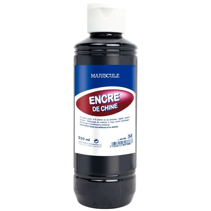 Flacon de 250 ml d’encre de chine noire