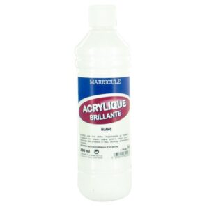 Flacon de 500 ml de peinture acrylique brillante MAJUSCULE blanc