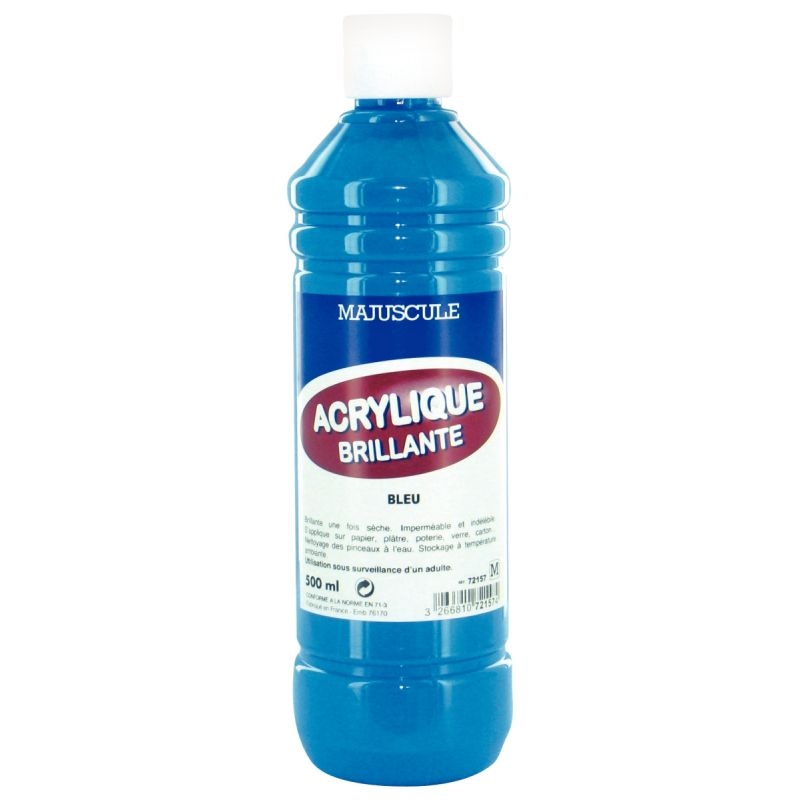 Flacon de 500 ml de peinture acrylique brillante MAJUSCULE bleu