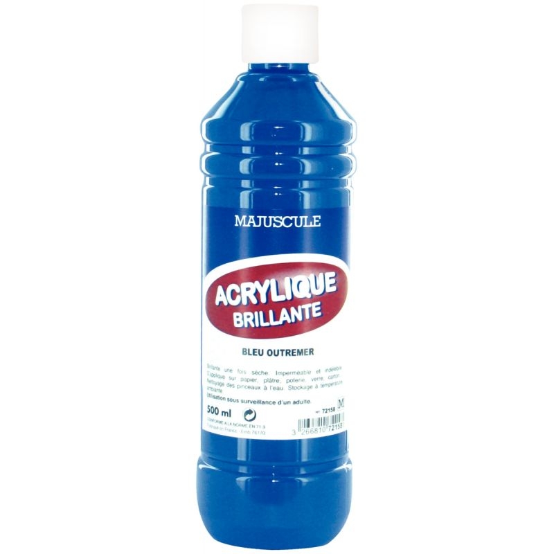 Flacon de 500 ml de peinture acrylique brillante MAJUSCULE bleu outremer