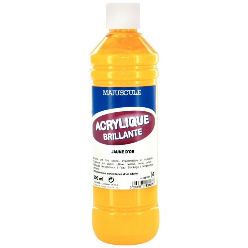 Flacon de 500 ml de peinture acrylique brillante MAJUSCULE jaune d’or