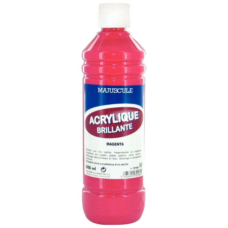 Flacon de 500 ml de peinture acrylique brillante MAJUSCULE magenta