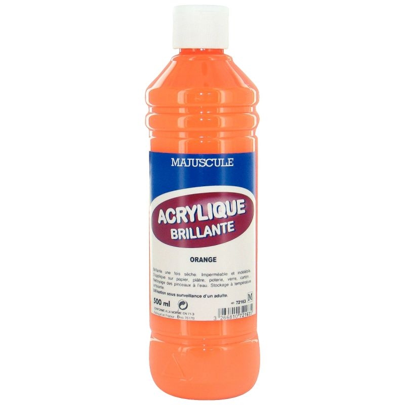 Flacon de 500 ml de peinture acrylique brillante MAJUSCULE orange