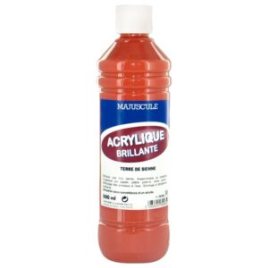 Flacon de 500 ml de peinture acrylique brillante MAJUSCULE terre de sienne