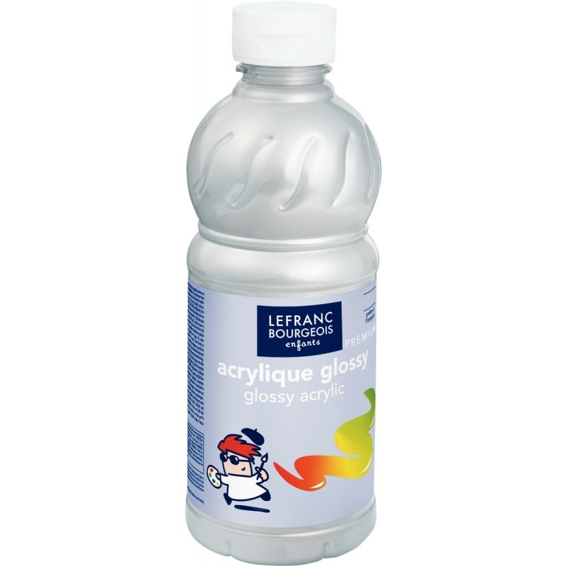 Flacons de 500 ml de peinture acrylique brillante GLOSSY argent