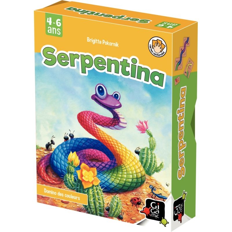 La boîte “SERPENTINA” contient 50 plaques illustrées règle du jeu