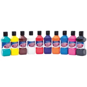 Lot de 10 flacons 250 ml de peinture vinylique plastifiante, couleurs vives assorties