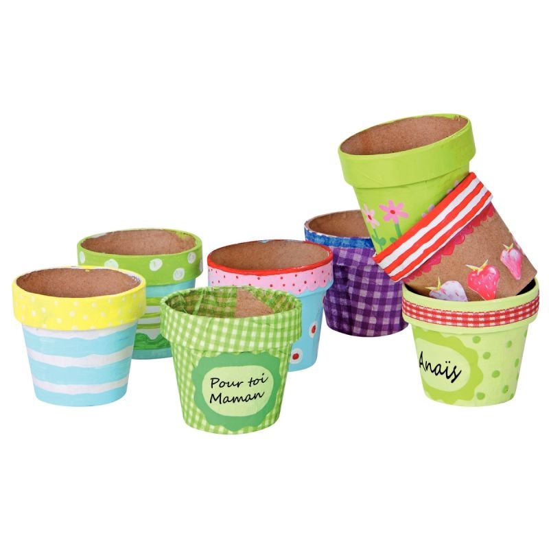 Lot de 10 pots de fleurs en carton hauteur 10 cm