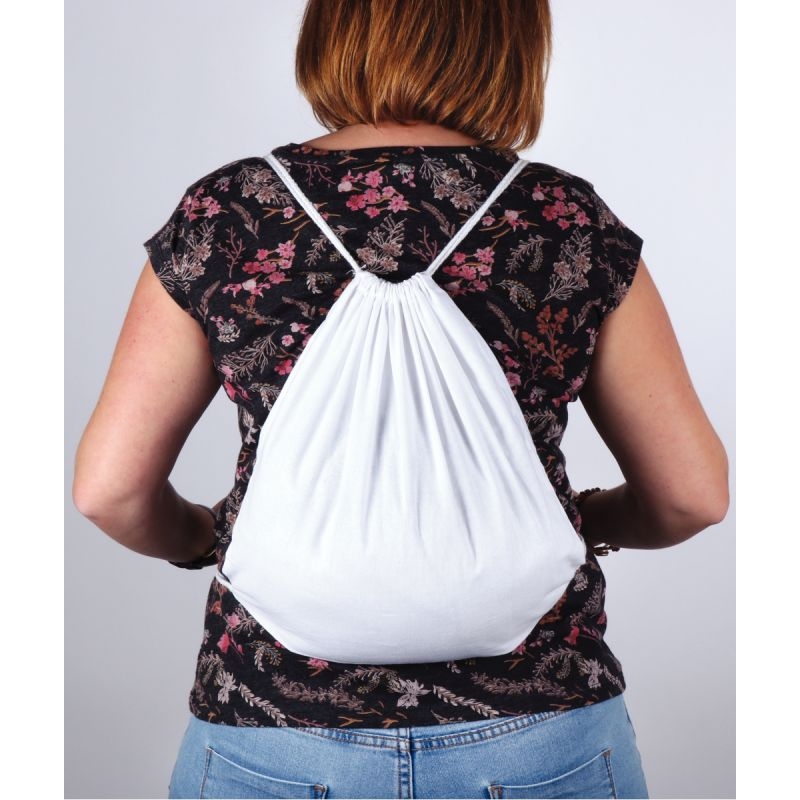 Lot de 10 sacs à dos en coton blanc grand modèle