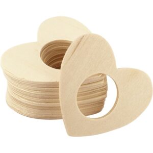 Lot de 12 ronds de serviette coeur plat en bois