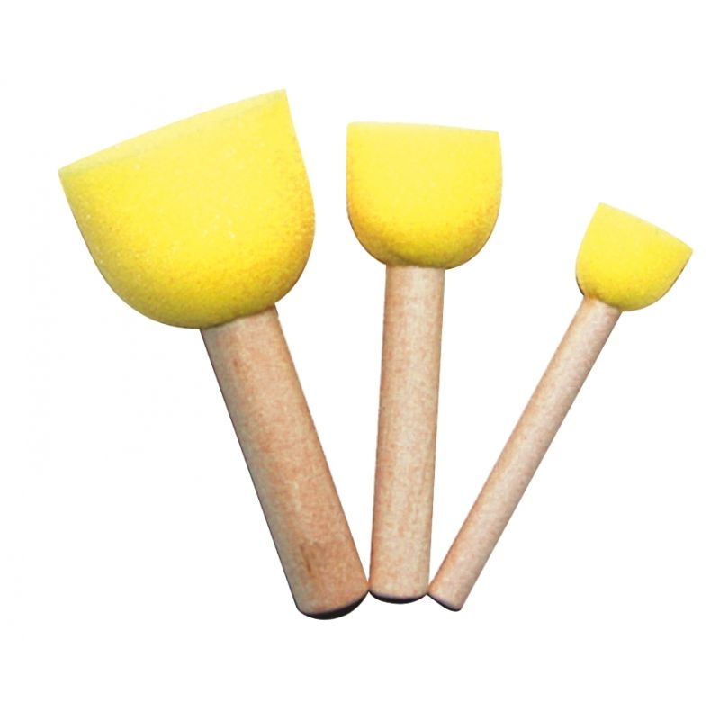 Lot de 30 pochoirs ronds, manche en bois, embout en mousse