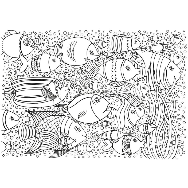 Lot de 5 coloriages géants thème poissons