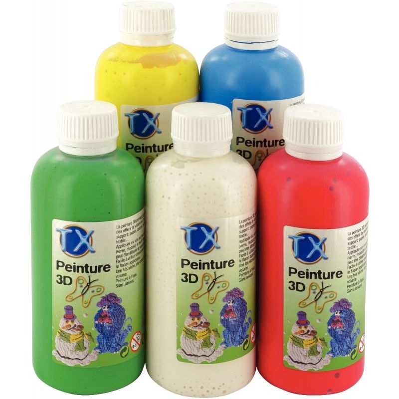 Lot de 5 flacons 250ml de peinture 3D