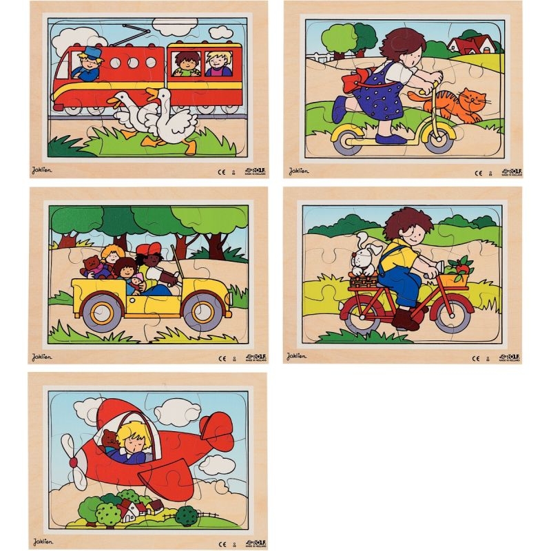 Lot de 5 puzzles en bois de 12 pièces, les moyens de locomotion