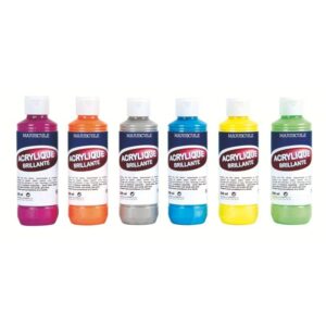 Lot de 6 flacons 250 ml de peinture acrylique MAJUSCULE, couleurs tendances