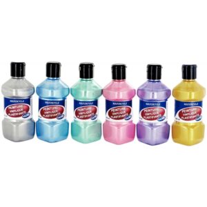 Lot de 6 flacons de 250ml de peinture vinylique plastifiante, couleurs nacrées assorties