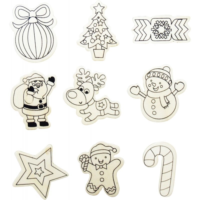 Lot de 9 magnets de Noël à décorer