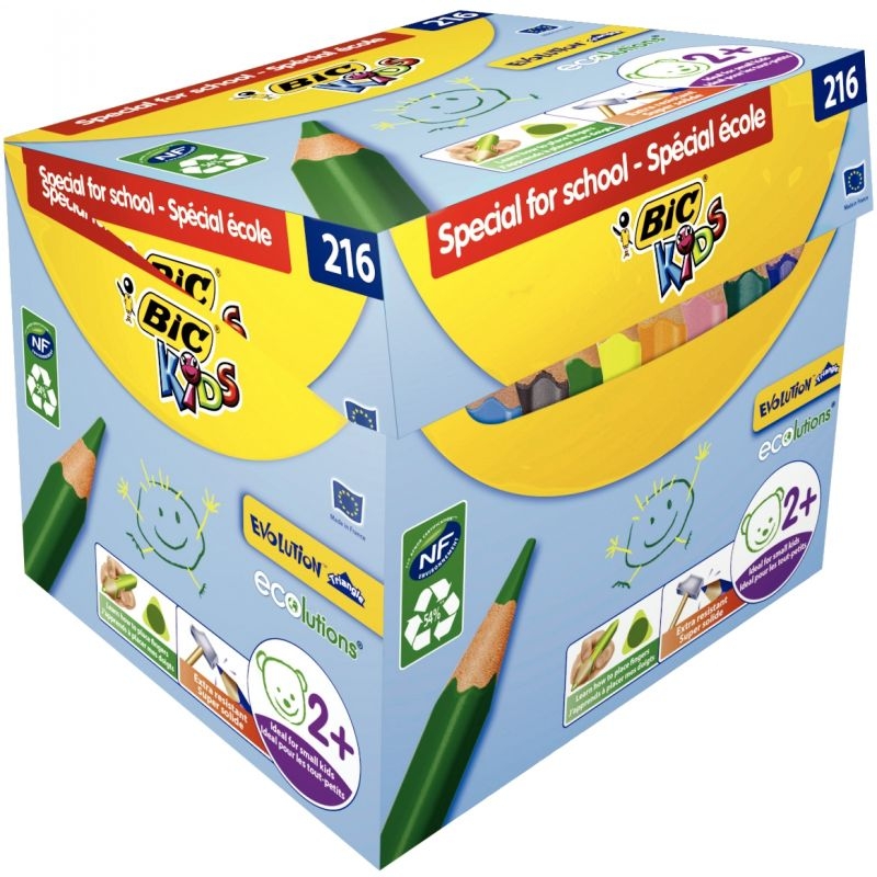 Maxi classpack de 216 crayons de couleurs Evolution triangulaire pointe moyenne dont 30 gratuits