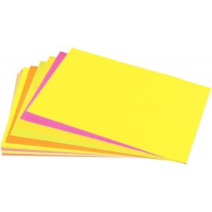 Paquet de 25 feuilles affiche fluo 90 g 40×60 cm couleurs assorties : Orange, rose, jaune, vert, rouge