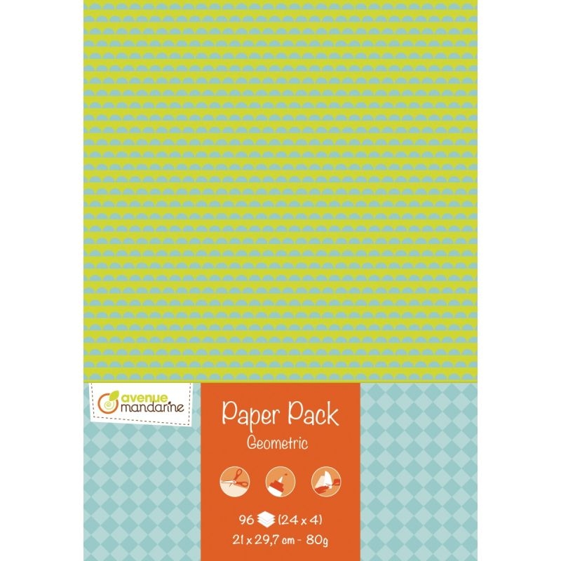 Paquet de 96 feuilles papier motif géométrique 80G A4