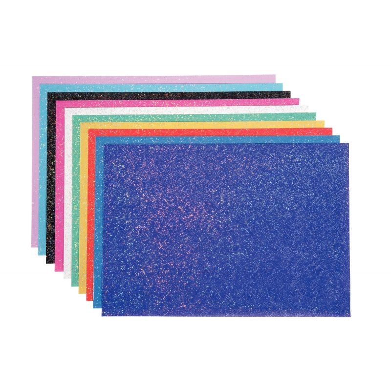 Pochette de 10 feuilles de papier pailleté 23×33 cm, 70g  10  assortis