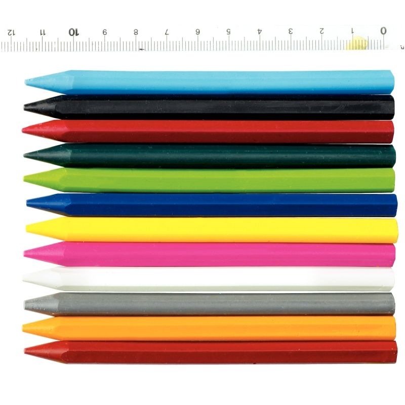 Pochette de 12 crayons plastique forme hexagonale couleurs assorties