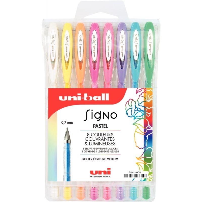 Pochette de 8 stylos gel Signo pastels