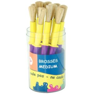 Pot de 14 brosses maternelle taille médium, en soie de porc avec colerette anti salissure