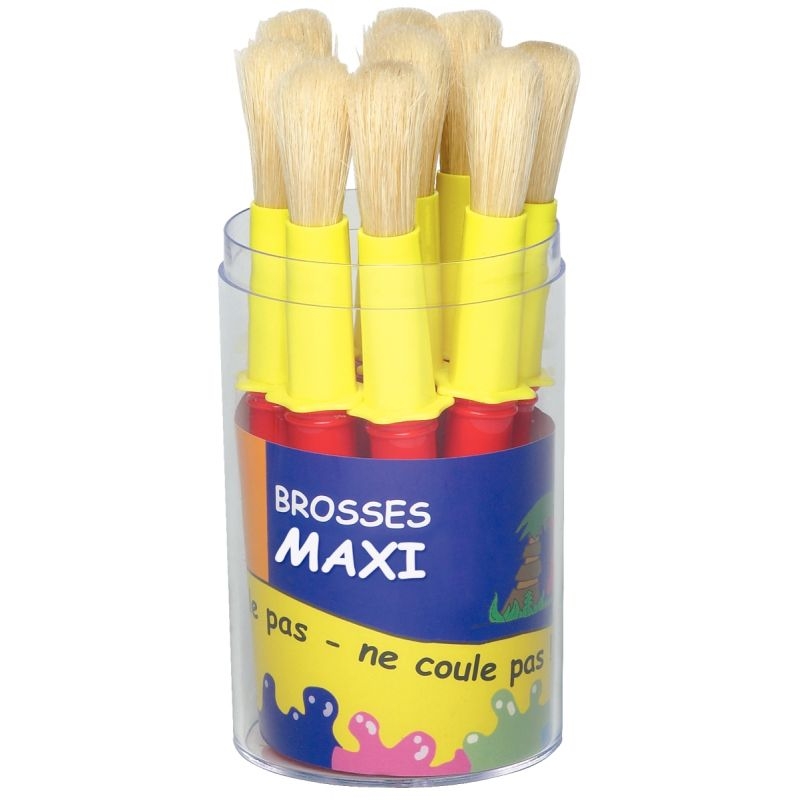 Pot de 9 brosses taille maxi, en soie de porc avec colerette anti salissure