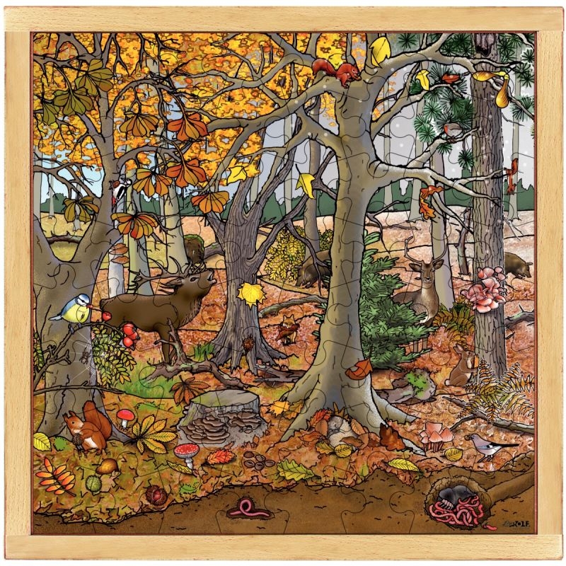 Puzzle 64 pièces en bois automne / hiver