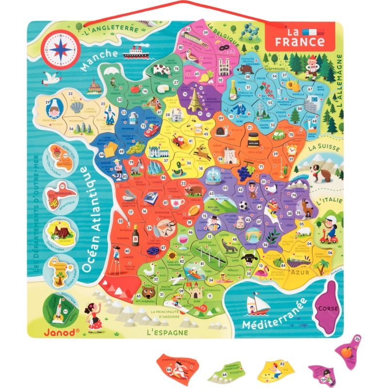 Puzzle magnétique en bois LA FRANCE, 93 pièces