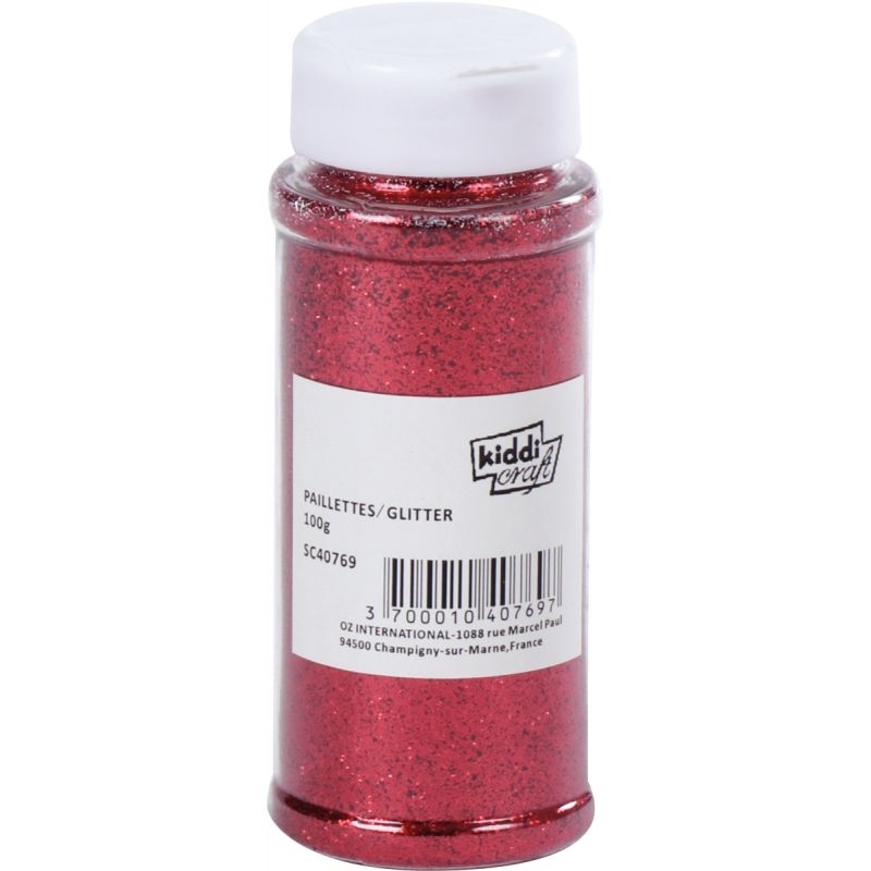 Salière de 100 grammes de poudre scintillante rouge