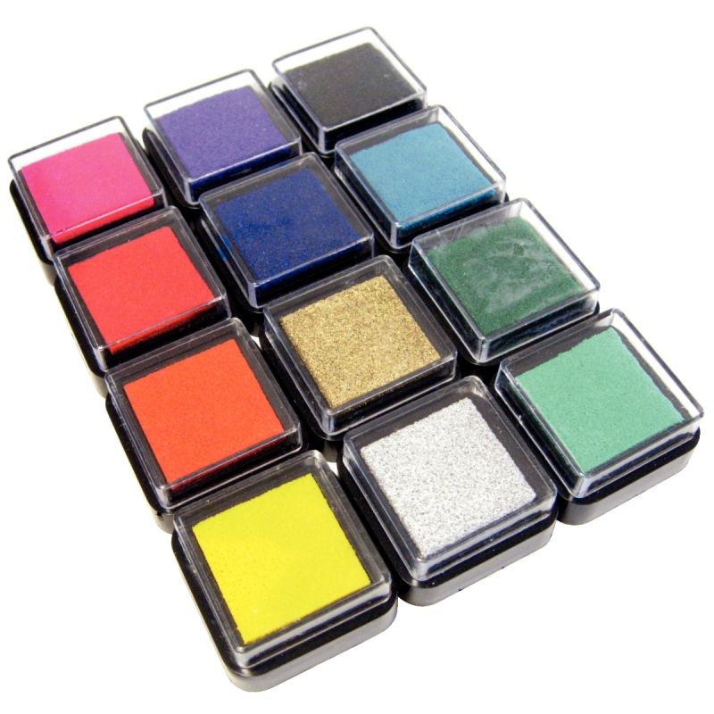 Set de 12 encreurs 3.5×3.5cm assortis