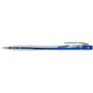 Stylo corps transparent rétractable bleu