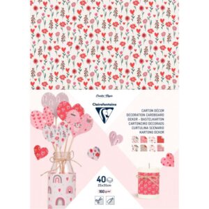 Paquet de 40 feuilles carton décoration love 25 x 35 cm