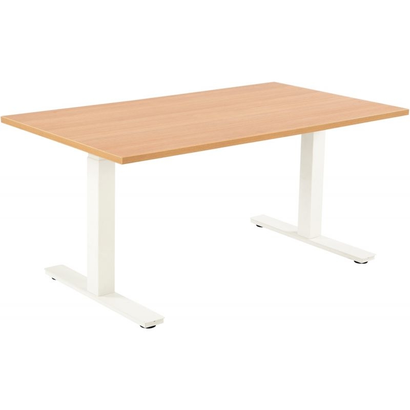 Bureau assis debout L160 cm Boost piètement Blanc plateau Chêne