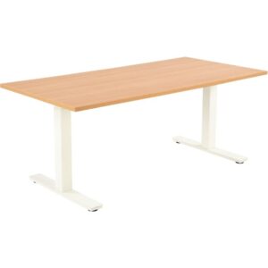 Bureau assis debout L180 cm Boost piètement Blanc plateau Chêne