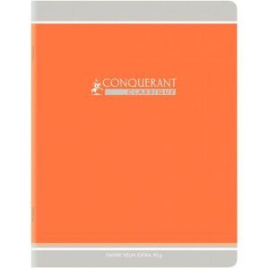 Cahier piqué 96 pages, format 24×32 cm, seyès, papier 90g, orange