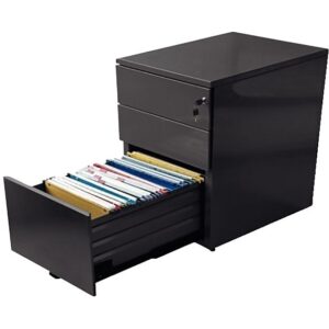 Caisson hauteur bureau professionnel P60 cm en métal 3 tiroirs Anthracite