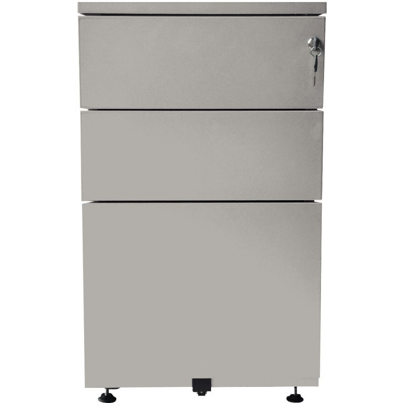 Caisson hauteur bureau professionnel P60 cm en métal 3 tiroirs Gris