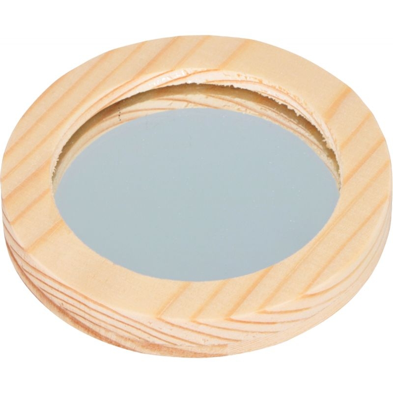 Lot de 6 miroirs ronds en bois diamètre 7,4 cm