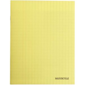 Piqûre 48 pages MAJUSCULE couverture polypropylène, format 17×22 cm, papier blanc 80g, réglure seyès, jaune