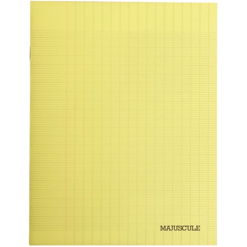 Piqûre 48 pages MAJUSCULE couverture polypropylène, format 17×22 cm, papier blanc 80g, réglure seyès, jaune