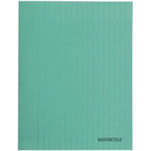 Piqûre 48 pages MAJUSCULE couverture polypropylène, format 17×22 cm, papier blanc 80g, réglure seyès, vert