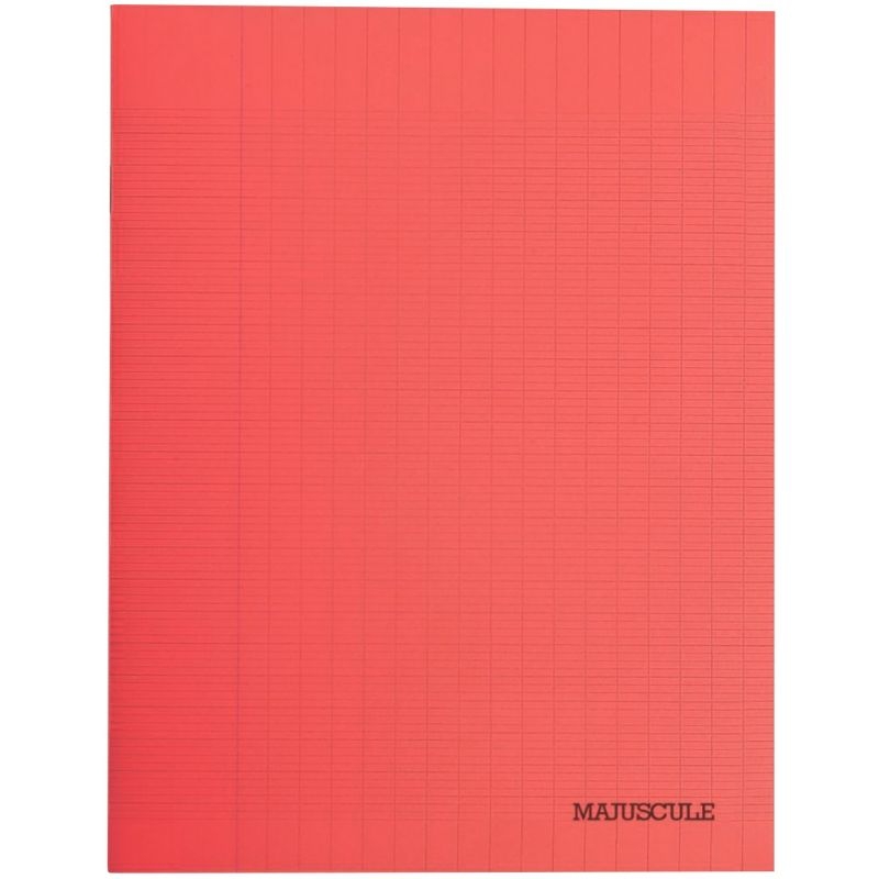 Piqûre 48 pages MAJUSCULE couverture polypropylène, format 24×32 cm, papier blanc 80g, réglure seyès, rouge